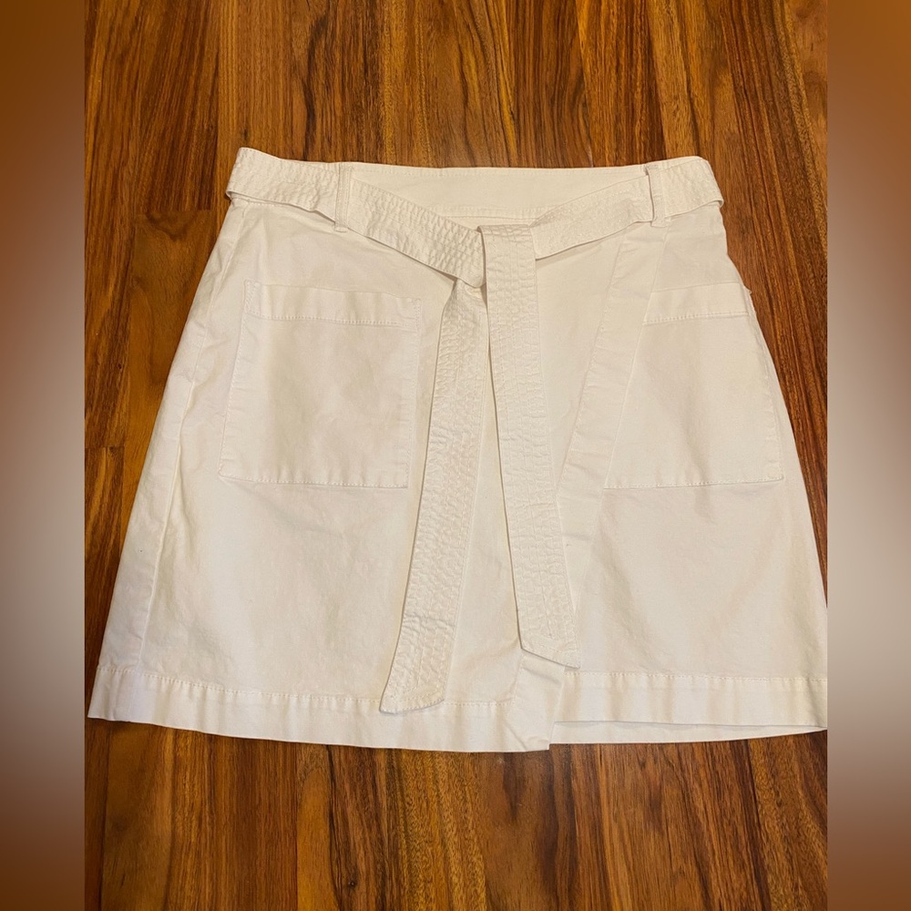 LOFT White Wrap Skirt with Belt and Pockets